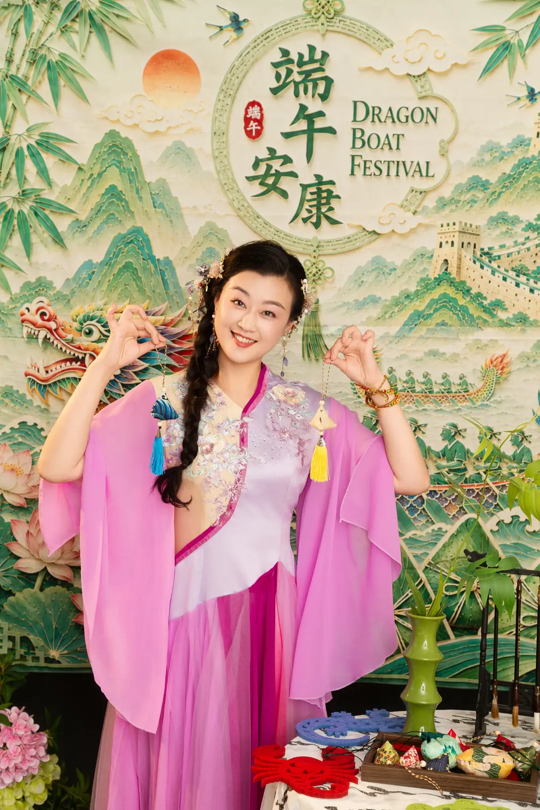 Raina holding a festival sachet with tassels
