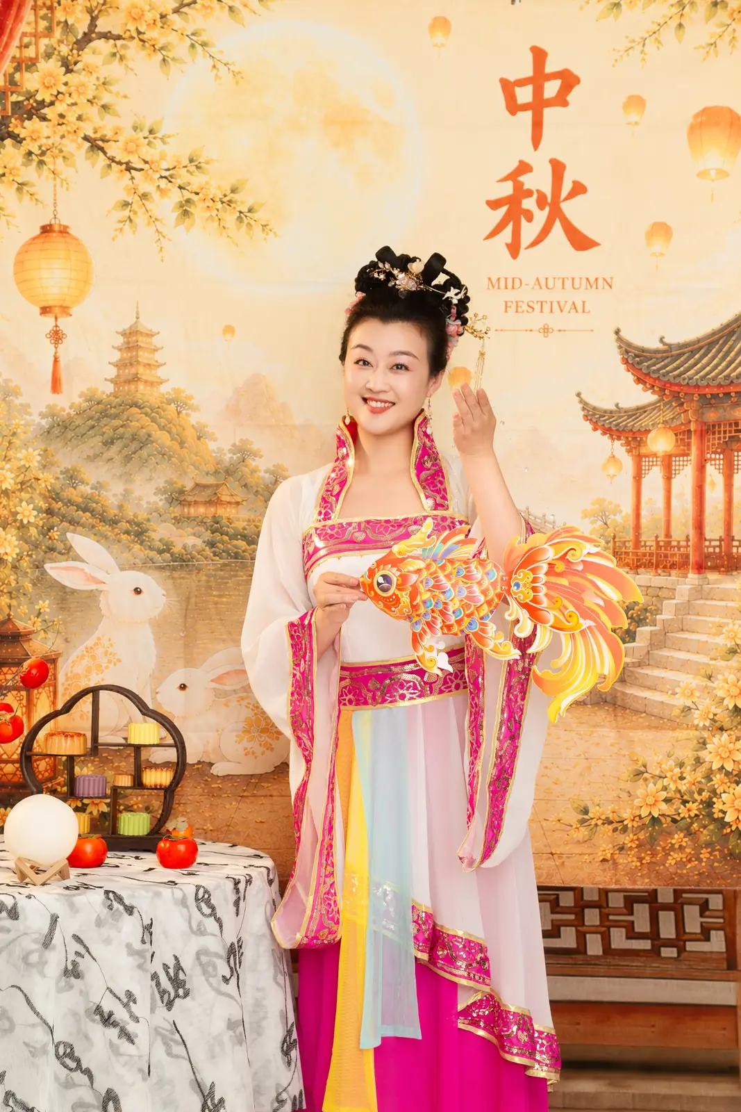 Raina holding a goldfish lantern